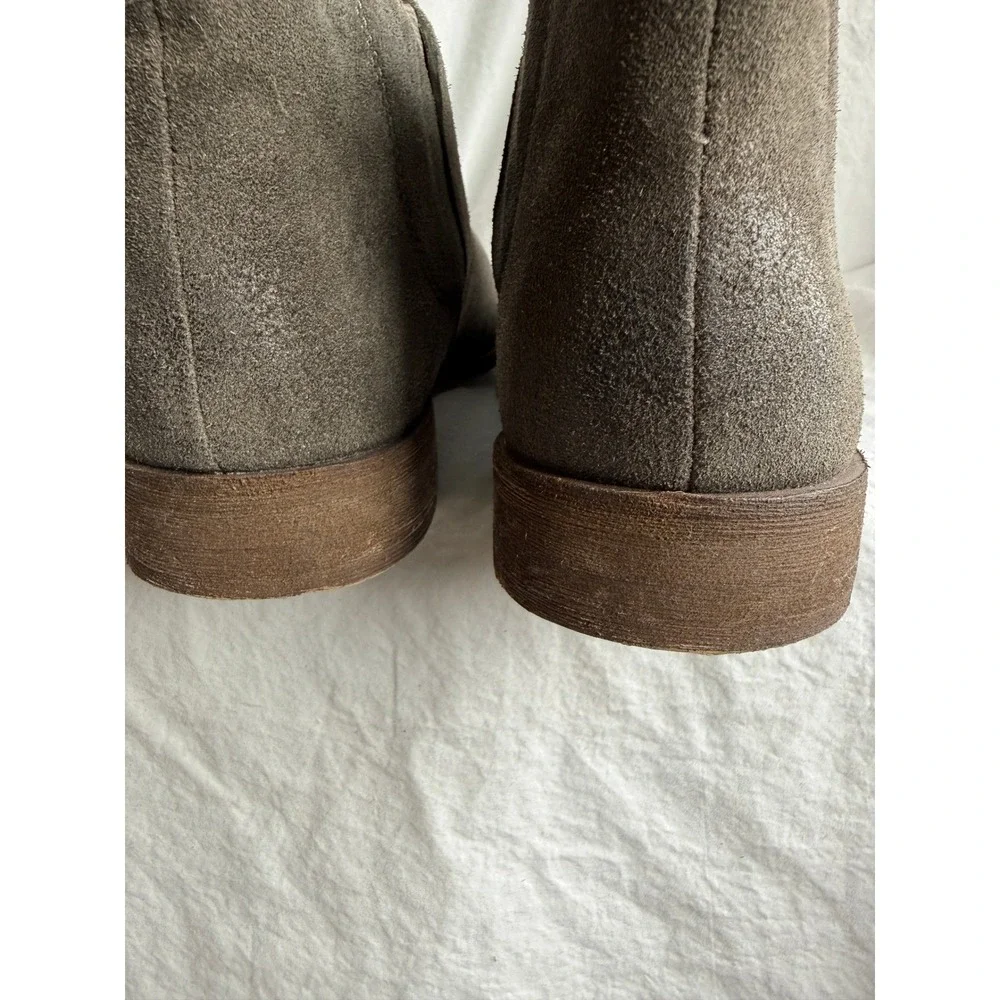 Splendid Suede Ankle‎ Boots Taupe Grey Side Cutout Low Heel Booties Mens